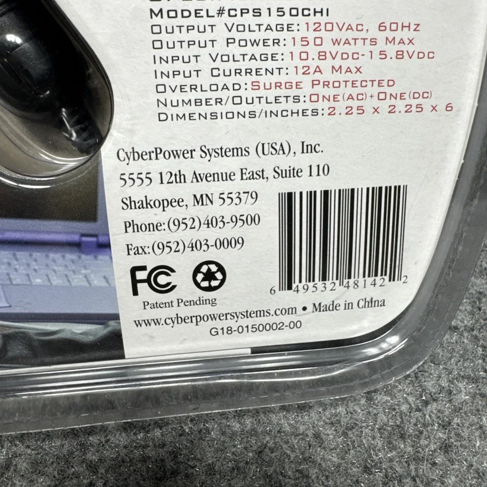 Cyber Power AC Mobile Power Cupholder Adapter‎ Mobile Surge Protection 140 Watt
